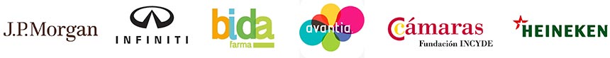 JP Morgan, Infiniti, Bidafarma, Avantia, Cámara de Comercio Incybe, Heineken... JP Morgan, Infiniti, Bidafarma, Avantia, Cámara de Comercio Incybe, Heineken...
