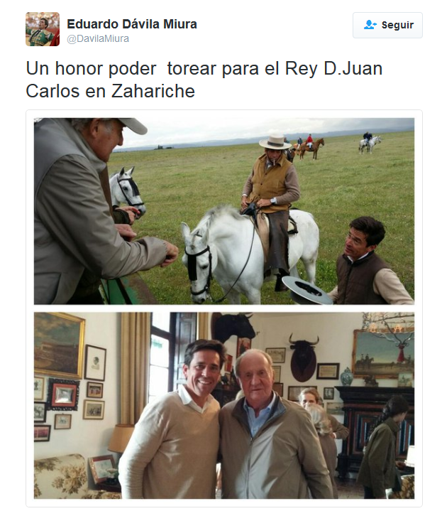 Eduardo Dávila Miura: Un honor poder torear para el Rey D.Juan Carlos en Zahariche Eduardo Dávila Miura: Un honor poder torear para el Rey D.Juan Carlos en Zahariche